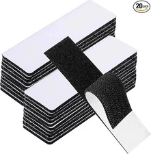 20 Sets Heavy Duty Hook & Loop Adhesive Strips 1x4” Black Sticky Back Fastener