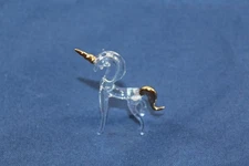 Vintage Handmade Glass Unicorn Figurine With Goldtone Trim 2-1/2" Tall
