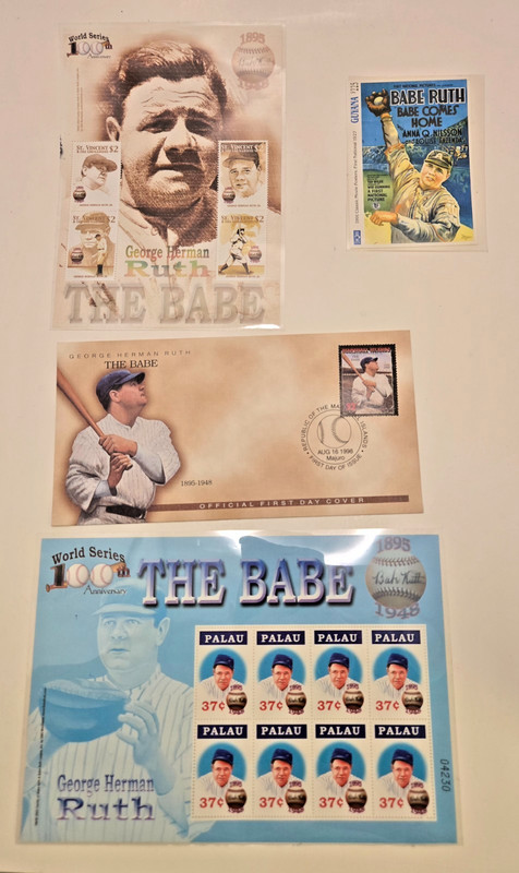 Babe Ruth Stamp Collection Lot FDC Souvenir Sheets Movie Card Baseball