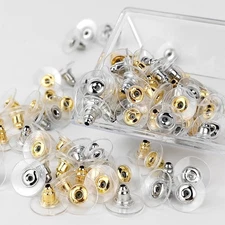 100 Pcs Metal Earring Clutch Jewelry Making Tools Back Stopper Backs with Pad