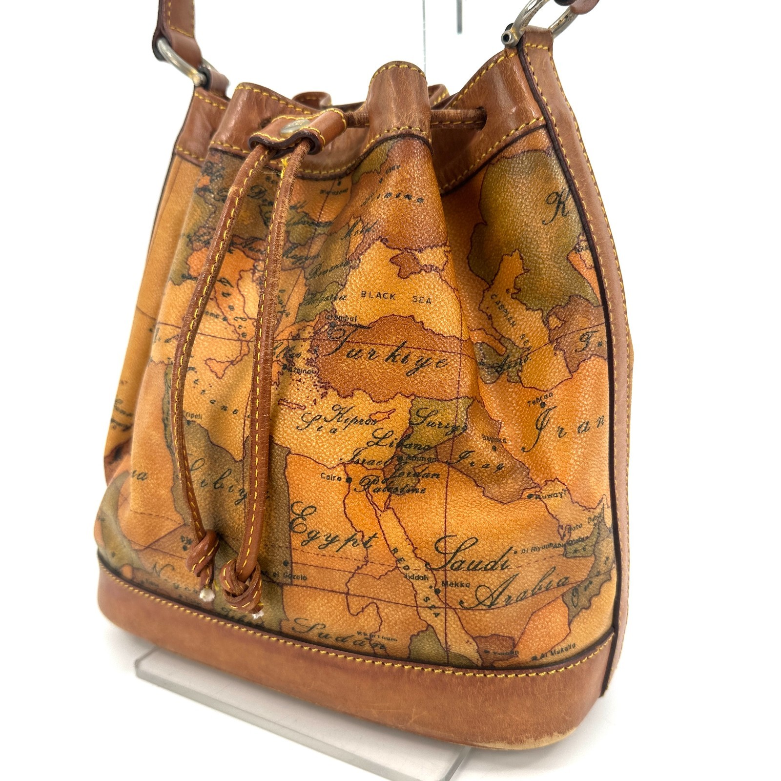 PRIMA CLASSE Shoulder Bag Drawstring Map Leather … - image 23