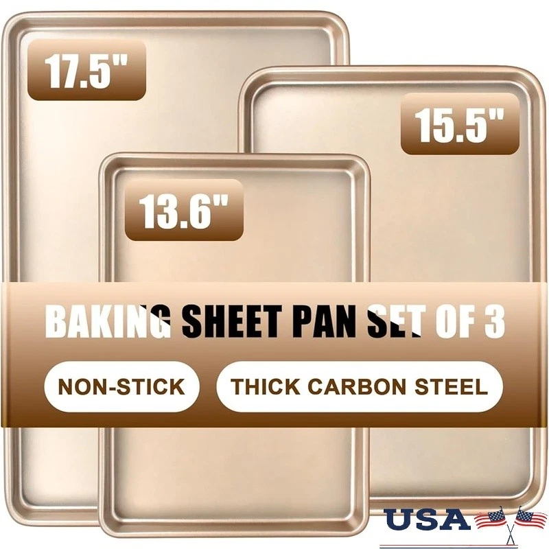 Nonstick Baking Sheets Set Carbon Steel Oven Safe Easy Clean Durable Cookie Tray
Opens in a new wind