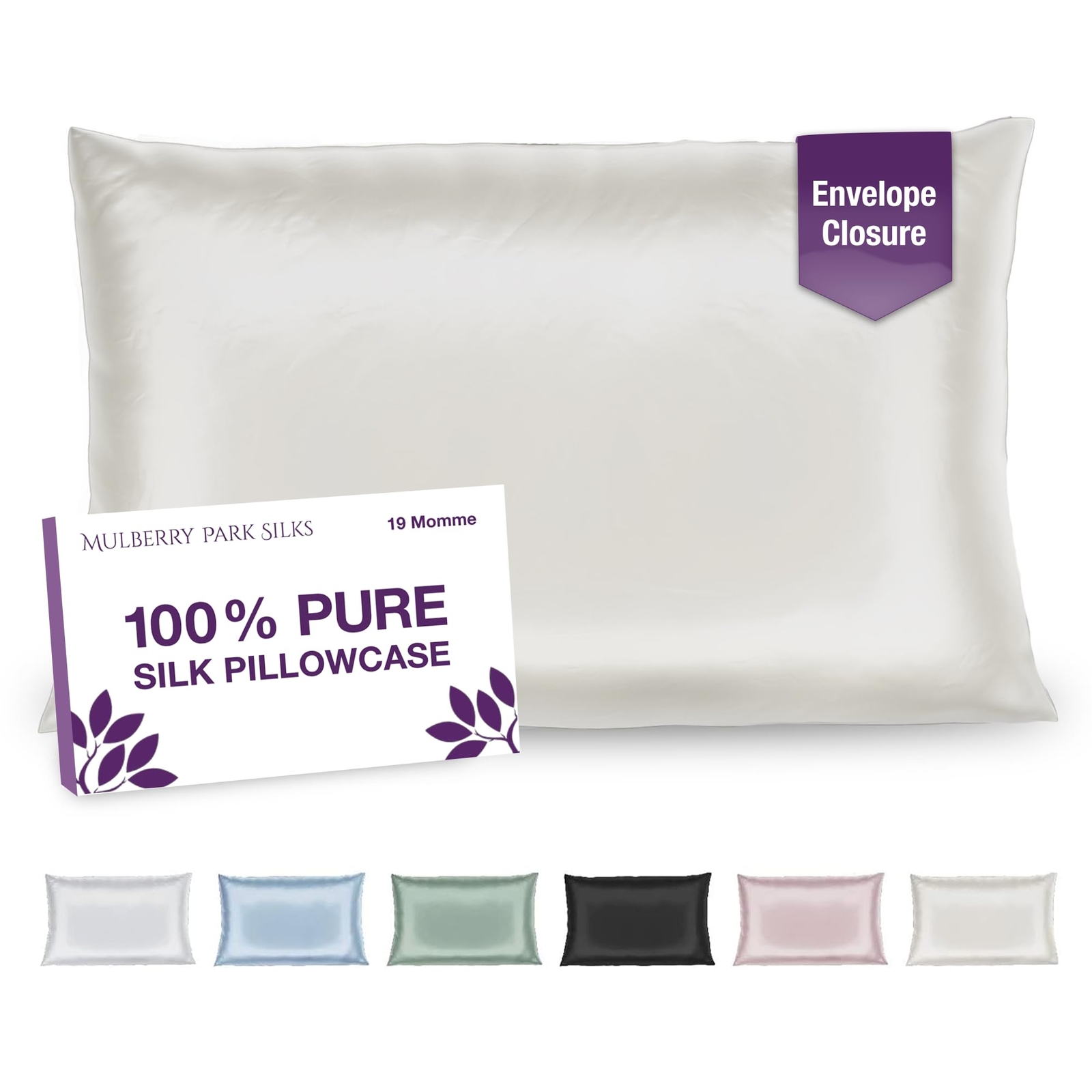 Mulberry Park 100% Silk Pillowcase - 19 Momme, Grade 6A Mulberry Silk - Deep ...