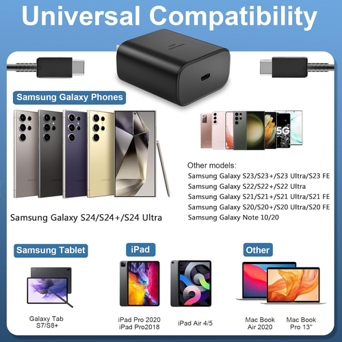 Super Fast Charging 45W USB C Wall for Galaxy S24 Ultra S23+ S22 Note20 S21 S20 - Picture 15 of 18
