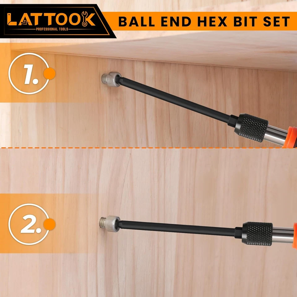Ball End Hex Head Allen Wrench Drill Bit Set, 12PCS Metric Ball End Hex Bit Set - Image 4 of 4