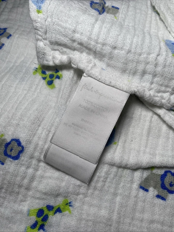 Одеяло First Impressions жираф слон лев сине-зеленое серое муслиновое пеленальное - Изображение 3 из 4