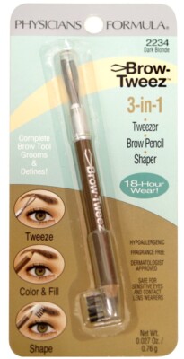 Physicians Formula Brow-Tweeze 3-in-1 (Tweezer/Pencil/Shaper), Dark Blonde