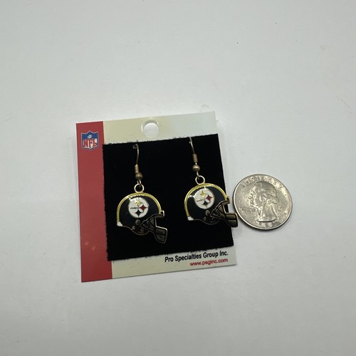 Pittsburgh Steelers Helmet Gold Dangle Earrings - NFL Licensed Jewelry - Picture 3 of 3