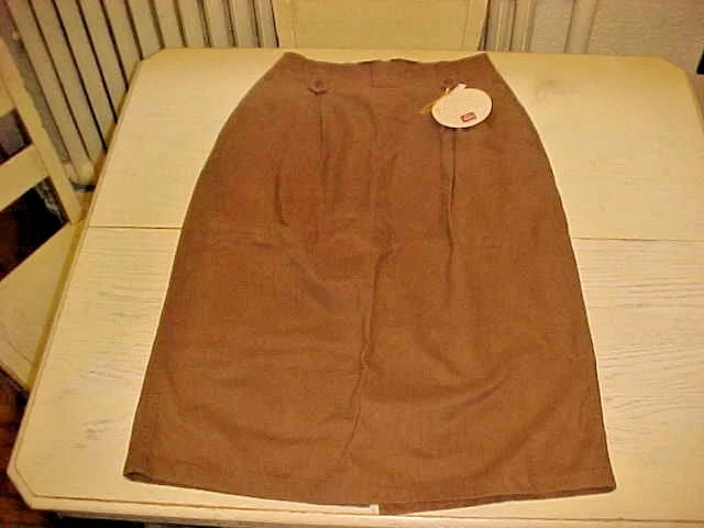 NOS Vintage 80's Woolrich Scruffs Hazelnut Kaki Brown Cotton Skirt Size 14 W 29