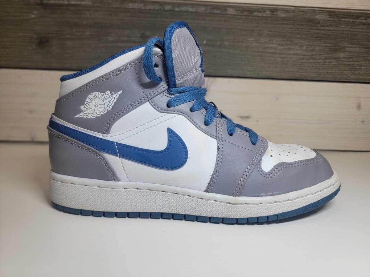 Nike Air Jordan 1 Mid True Blue Grey Cement GS 4.5 DQ8423  display picture 3
