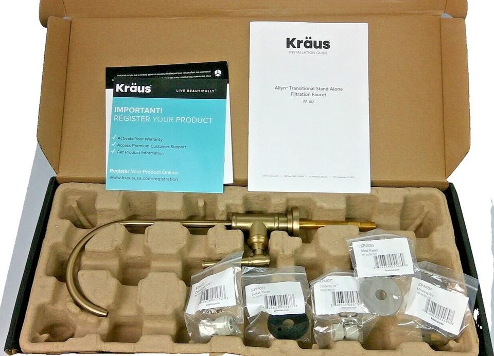 Grifo para bebidas KRAUS Allyn de una sola manija 100 % sin plomo en oro cepillado Foto 2 de 3