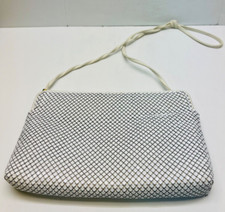 vintage whiting davis purse white metal mesh clutch shoulder purse