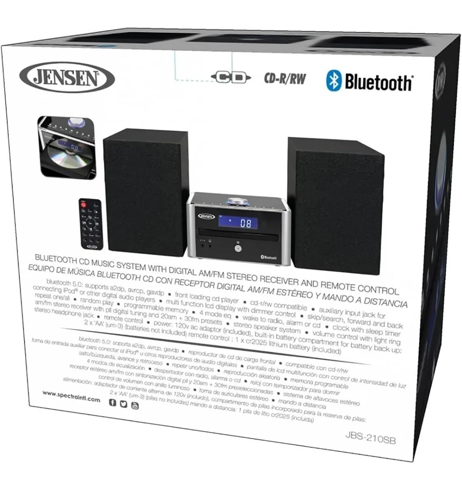 Bookshelf Home Stereo System Bluetooth Cd Player AM FM Radio Stereo Music Jensen - Image 2 of 4