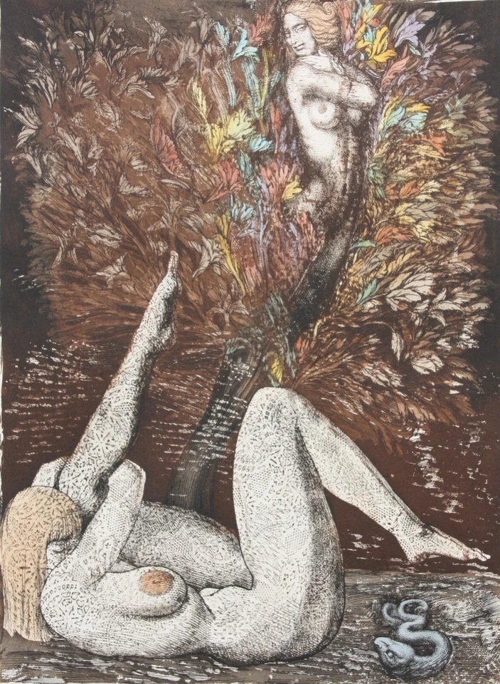 Ernst Fuchs (1930-2015), sign. Radierung, handkoloriert "Lilith-Traum der Eva" - Bild 3 von 4
