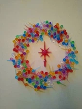 70 Small Mini Globe Pin lights Ceramic Christmas Tree & Red Aurora Star