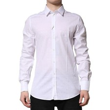 DOLCE & GABBANA Shirt White GOLD Long Sleeves Men Dress Formal 41/US16/L 600usd