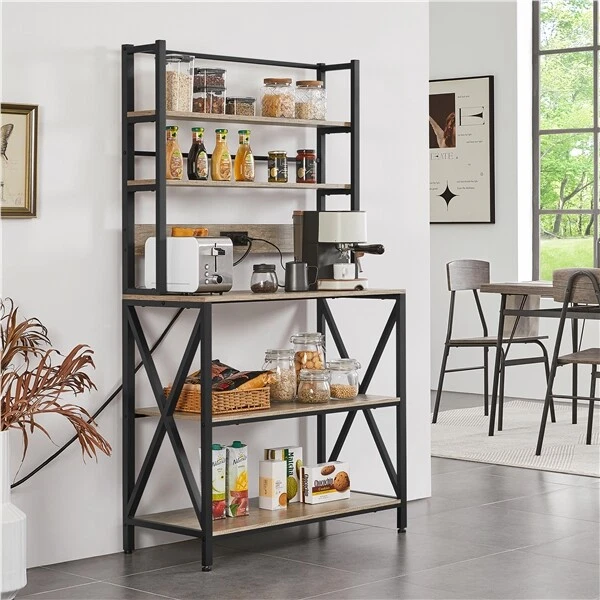 8-Tier Kitchen Baker's Rack with Power Outlets, Microwave Oven