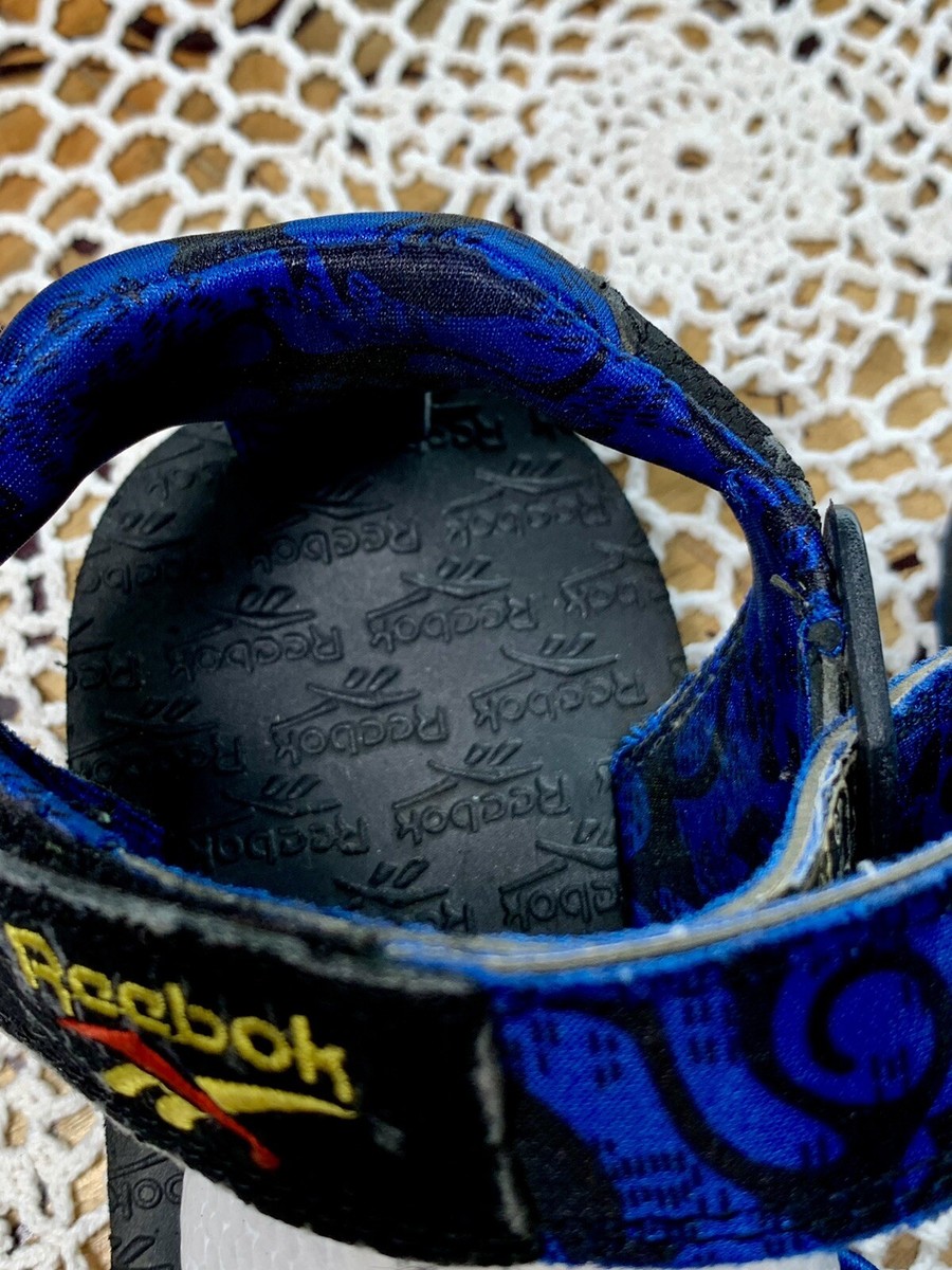 希少90's Reebok 幾何学柄 スポーツサンダル 黒/青 ヴィンテージ古着 Vintage 90s Rare Reebok Mens Sz 5 Blue/Black Sport Athletic
