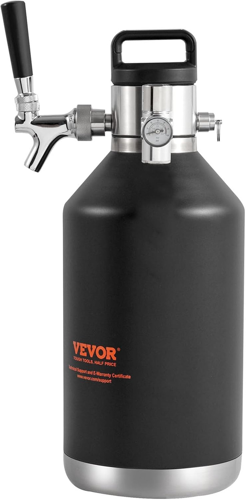 Beer Growler Tap System, 128Oz 4L Mini Keg, 304 Stainless Steel Pressurized Beer
