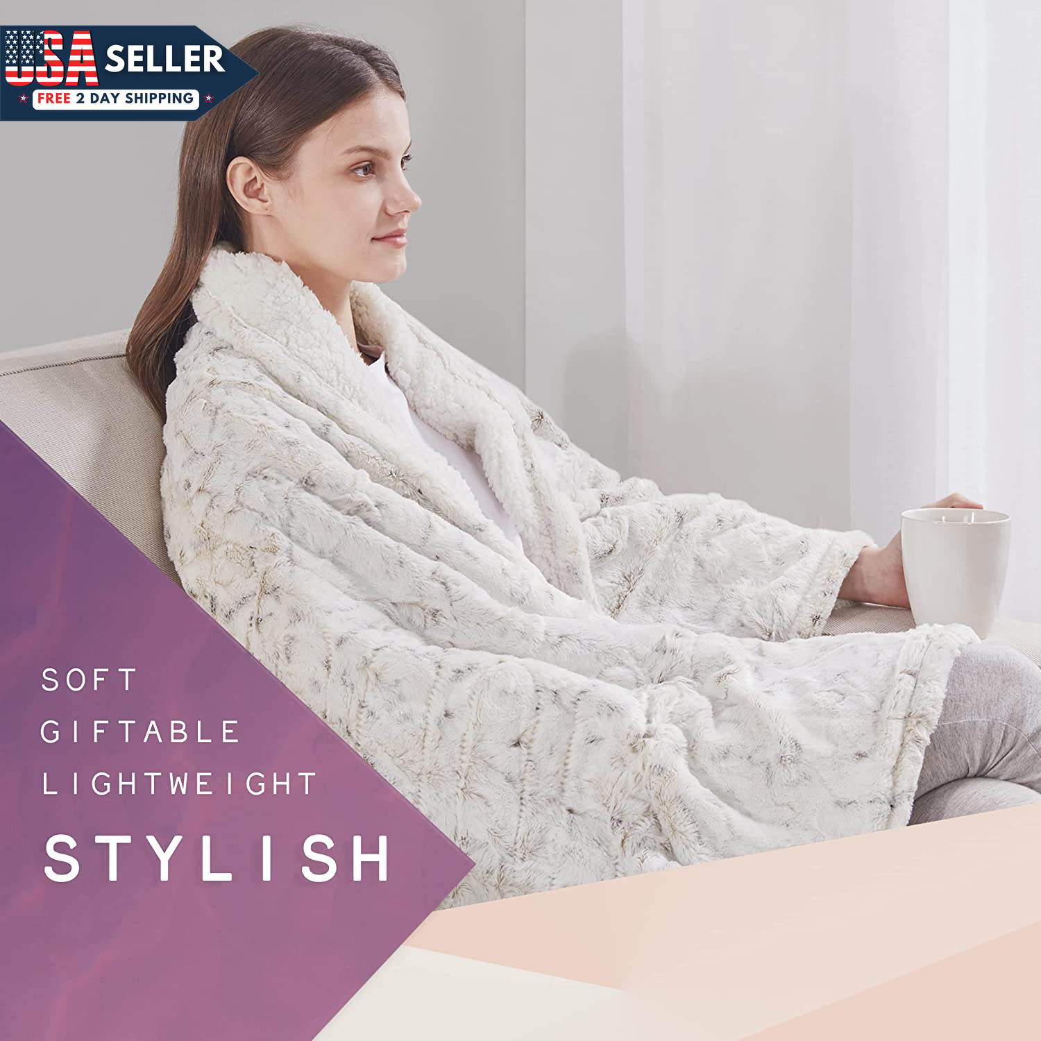 Hyde Lane Luxury Heated Electric Blanket Throw | Oversized - 60 X 70 | Snow  Leop | eBay