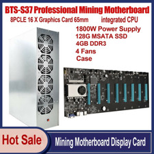 BTC-S37 Miner Motherboard CPU Fan Case 8 GPU Slots DDR3 VGA Low Power Consume US
