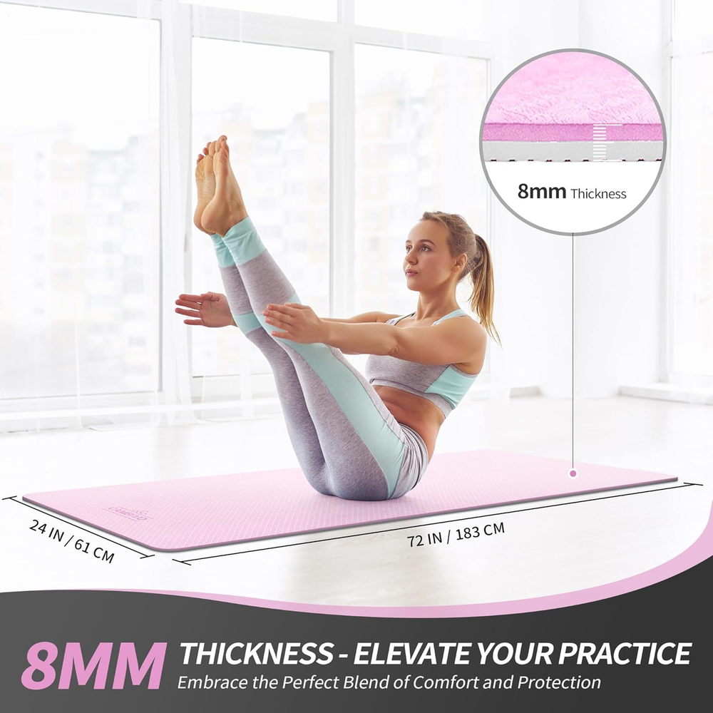 Non-Slip Extra Thick Yoga Mat for Women Men Kids 1/3 1/4 2/5 Inch