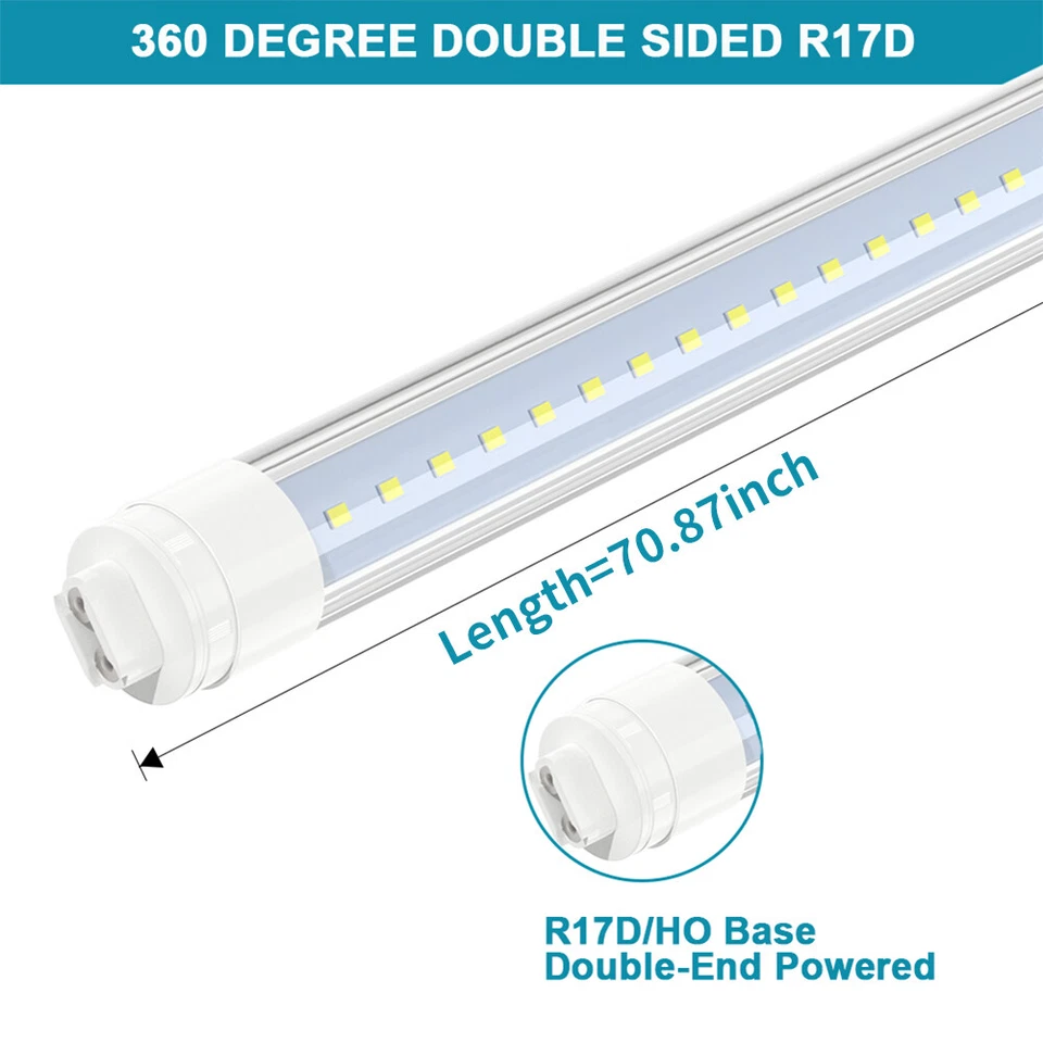 6 Foot T8 LED Tubes Shop Lights Outdoor Double Sided Sign Bulbs 6FT R17D/HO CW - Image 2 of 4