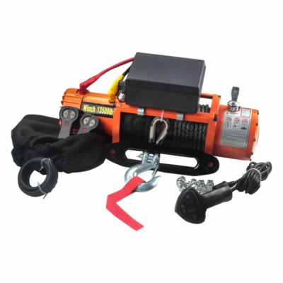 Elektrische Winde 12 V 13500 Pfund Synthetisches Seil Fairlead Fernbedienung 4x4 Anhänger