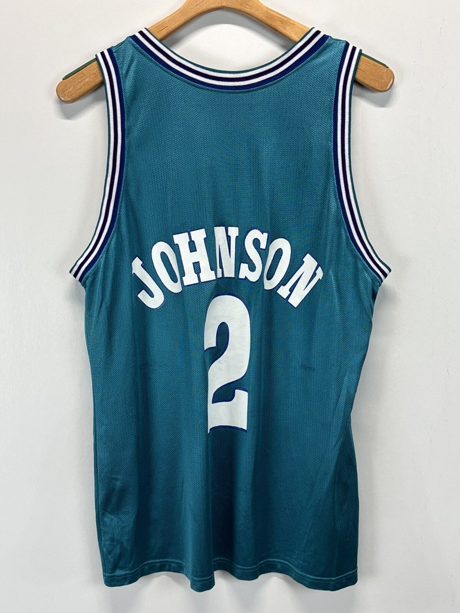 Vtg Champion Charlotte Hornets Larry Johnson #2 Jersey Sz 44 Men's
