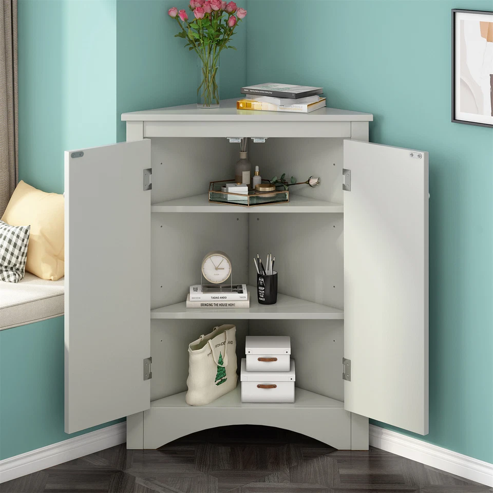 Bathroom Storage Cabinet Floor Cabinet Freestanding with Adjustable Shelves - Image 2 of 4