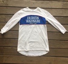 Zara White  Fashion Wannabe Graphic T-Shirt Dress, Womens Small