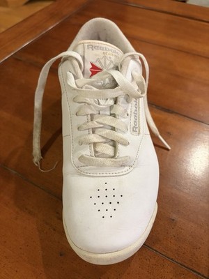 Reebok Classic Princess Sneakers Women 7 White Leather Lace Up Low Top