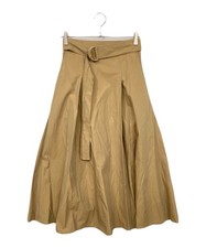 UNITED ARROWS C/P Chambray Flare Skirt W 38 beige Ext+++