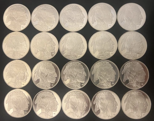 TUBE OF 20 - 1 OZ SILVER ROUND BUFFALO .999 Fine Silver