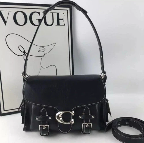COACH CT721 Cargo Soft Tabby Black Leather Shoulder Bag Outlet New - Picture 1 of 6