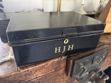 Personalised Victorian W.F.H Clerkenwell Strong Box & Key Fireproof Document Box