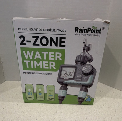 RainPoint ITV205 2-Zone/2-Outlet Digital Tap/Hose Timer LC Display Gray/Green