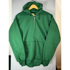 Vintage 90'sWear Guard Green Thermal Lined Zip Up Hoodie XL Made in USA 194