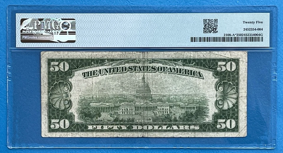$50 1950A BOSTON STAR FRN PMG 25 VF FR 2108-A* A BLOCK - Image 3 of 3