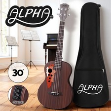 Alpha Ukulele 30 Inch with EQ Ebony 4 String Ukulele 18 Frets Musical Instrument