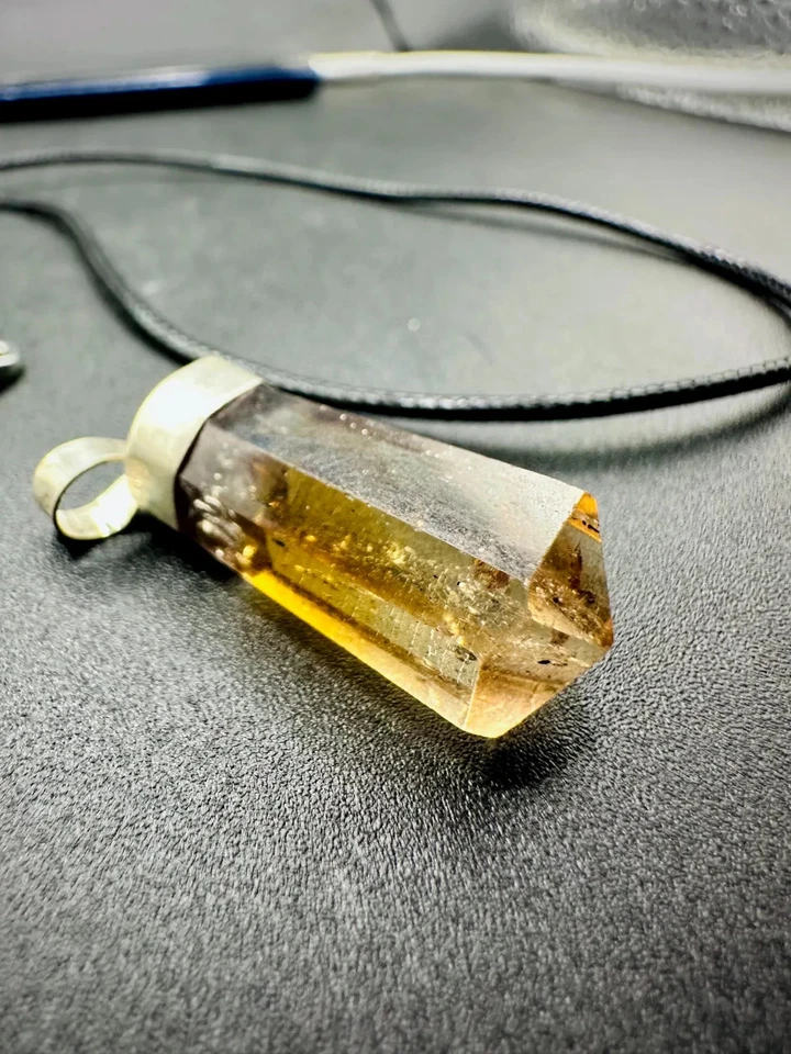 Collar colgante de topacio natural hecho a mano raro de plata de ley 925 Pakistán Foto 4 de 4