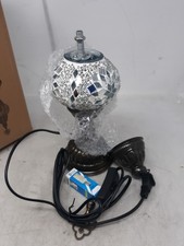 Turkish Mosaic Table Lamp Kit Starburst White Glass Handmade w/ Cord  LED E12