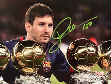 LIONEL MESSI firmato (FC BARCELONA) 8x10" autografo originale autentico con certificato di autenticità