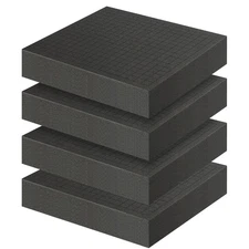 4 Pcs Polyurethane Foam sheet - 12" x 12" x 2" Black Foam Inserts for Cases, ...