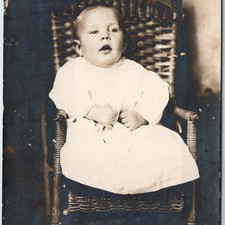 IDd c1910s Xmas Boy Mouth Breather RPPC James Harper Philip Walker Dixon IL A213