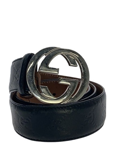 Gucci Used Belt Authentic Guccissima Color Black Leather From Japan Fashion