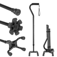 Adjustable Walking Cane for Women   Men with 4-Pronged Base for Extra Stabili...