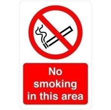 No smoking in this area safety sign PVC Sticker Dibond