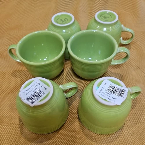 NWT Set of 6 Chartreuse FIESTA WARE HOMER LAUGHLIN CHINA COFFEE TEA CUPS 7.75 OZ