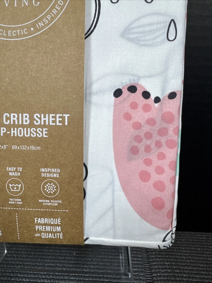 Sábana bajera ajustada Lolli Living bebé estampado gorrión niña rosa espuma de mar verde Foto 2 de 4